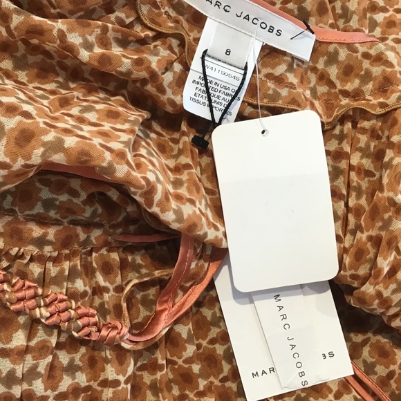 MARC JACOBS SILK BOHO HIPPIE FESTIVAL FLORAL SEMI SHEER MINI DRESS SZ 8 NWT - Picture 8 of 9